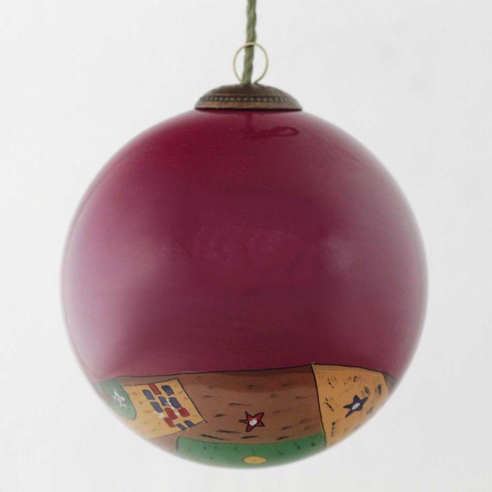 Tree of Life (Burgundy) Hand Painted Glass Ornament