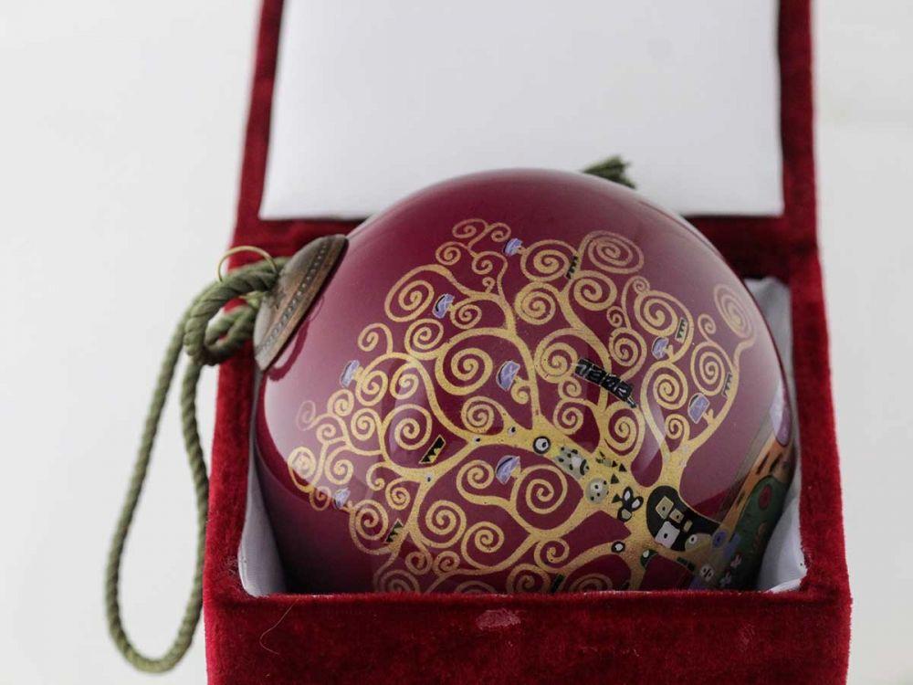 Tree of Life (Burgundy) Hand Painted Glass Ornament