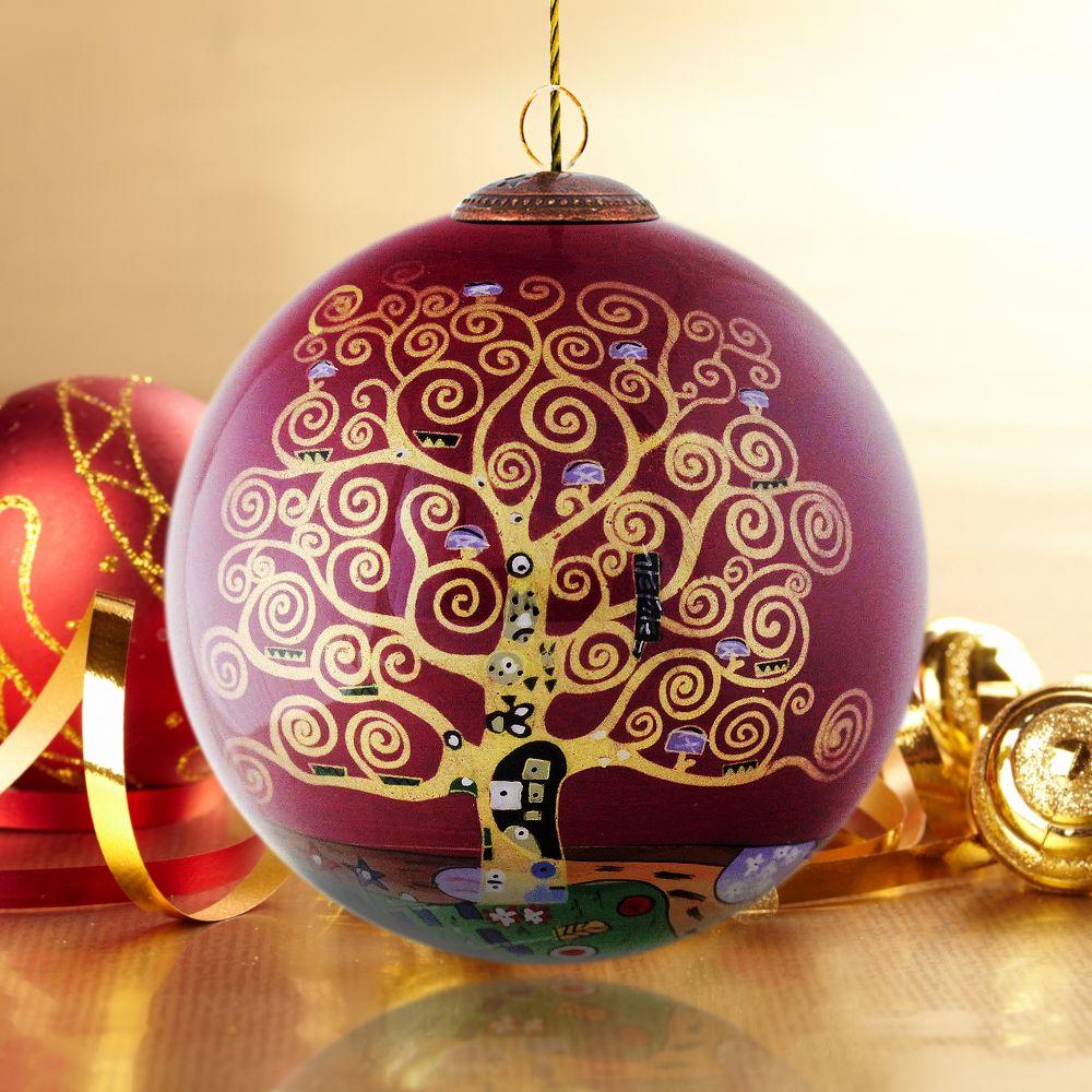 Tree of Life (Burgundy) Hand Painted Glass Ornament