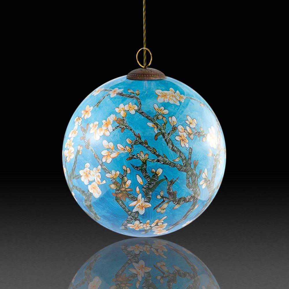 Branches of an Almond Tree in Blossom Hand Painted Glass Ornament