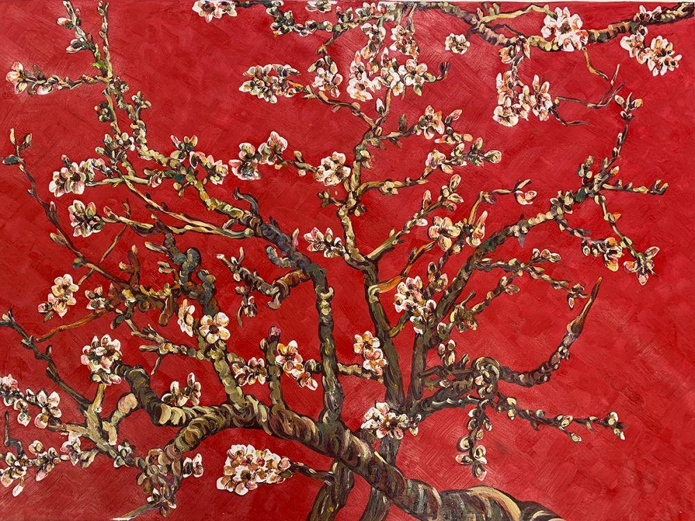 Branches of an Almond Tree in Blossom, Ruby Red