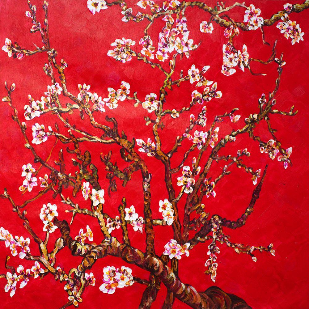 Branches of an Almond Tree in Blossom, Ruby Red