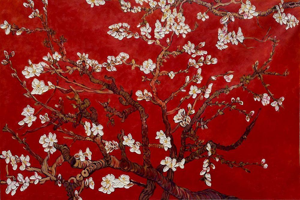 Branches of an Almond Tree in Blossom, Ruby Red