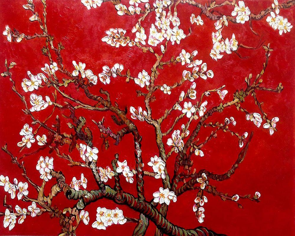 Branches of an Almond Tree in Blossom, Ruby Red