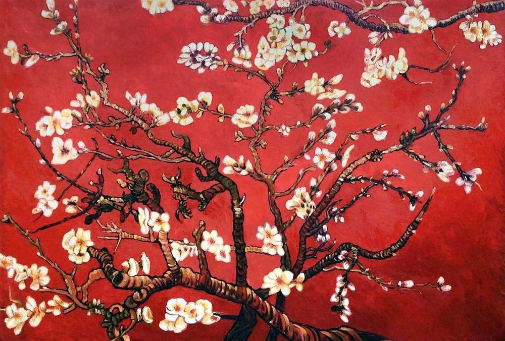 Branches of an Almond Tree in Blossom, Ruby Red