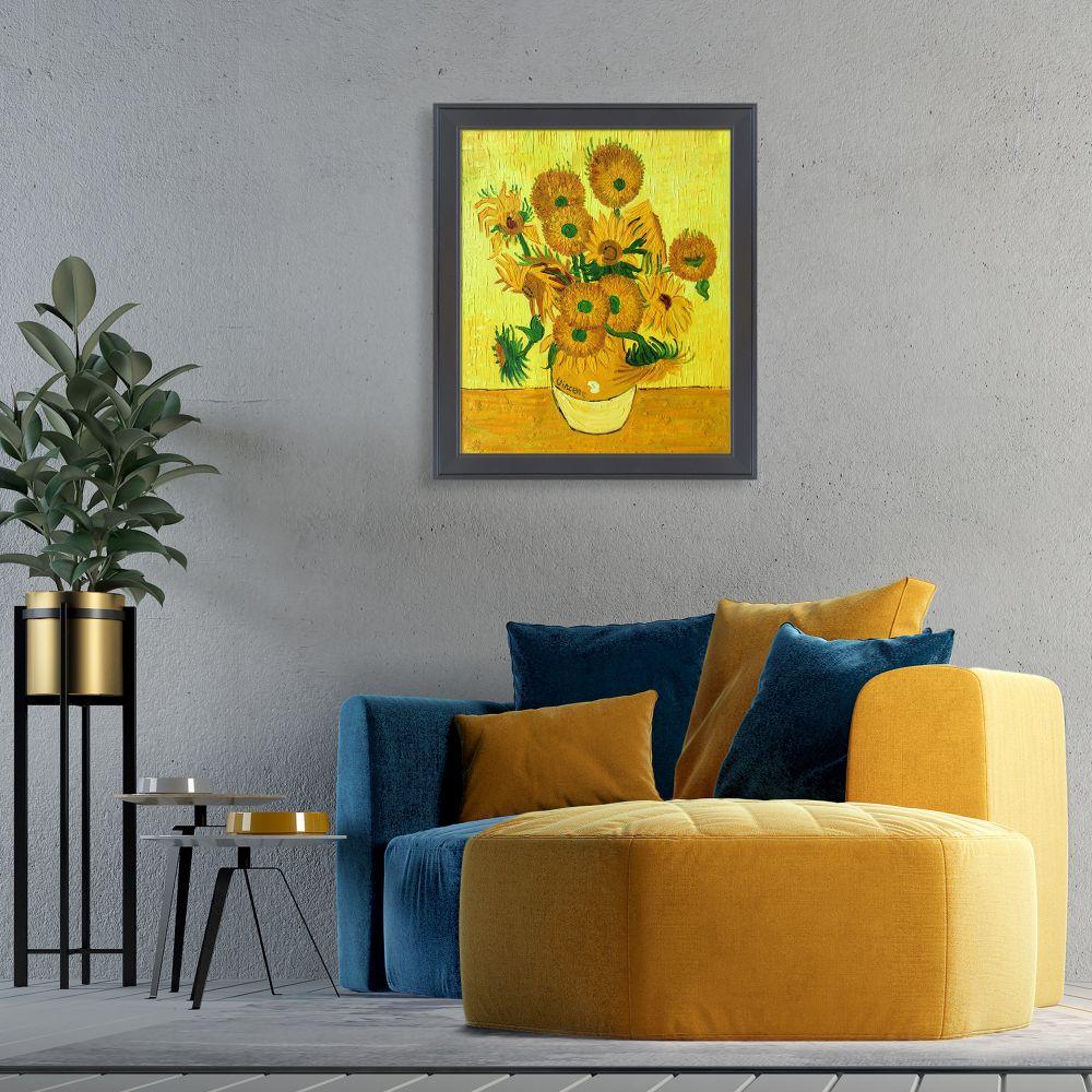 Vase with Fifteen Sunflowers